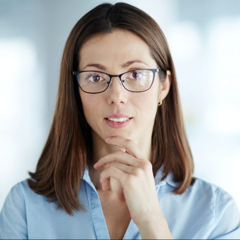 Woman in Milligan Optical Eyeglasses Woman in Milligan Optical Eyeglasses